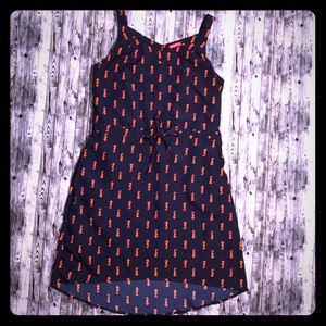 Navy dress with orange seahorse print!